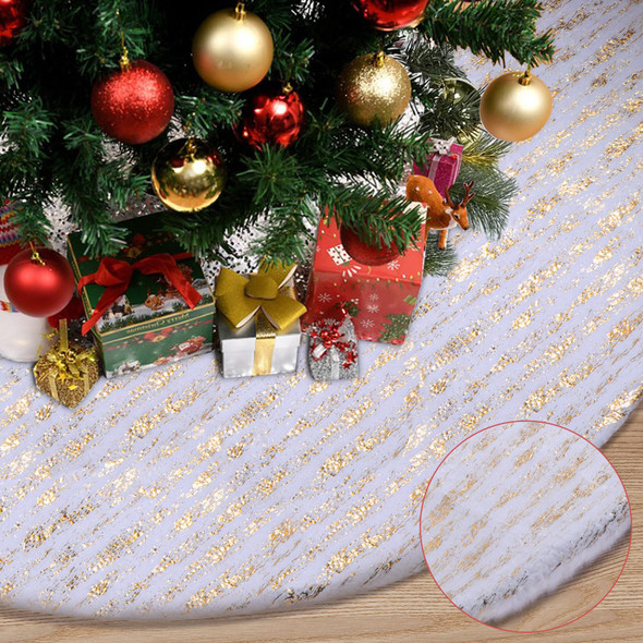 Christmas Tree Skirt 72 inch, Bronzing Gold and White Christmas Tree Decorations Indoor Sequin Tree Collar Faux Fur Plush Rug Xmas Large Mat Decor Ornaments for 7.5ft-13ft Tree