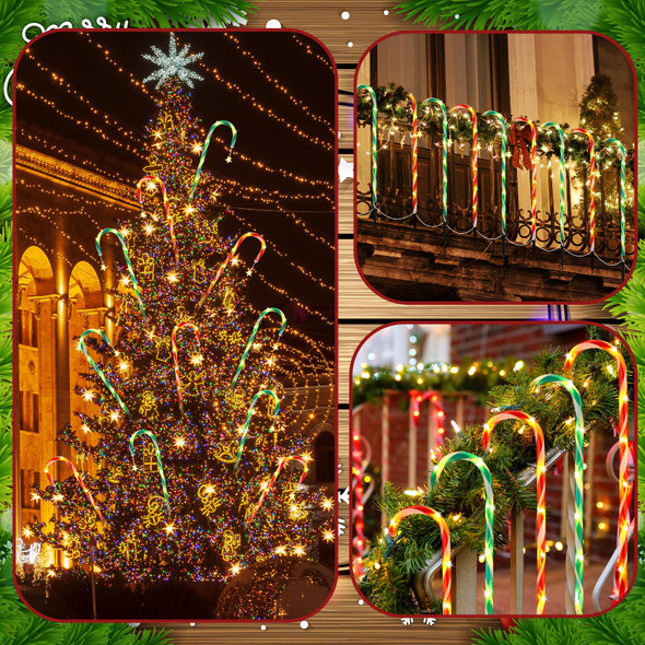24 Pack 28'' Christmas Candy Cane Lights Christmas Pathway Markers Lights Outdoor Decorations Xmas Stake Lights for Yard Lawn Holiday Party Walkway Patio Garden Decor (Red and Green)