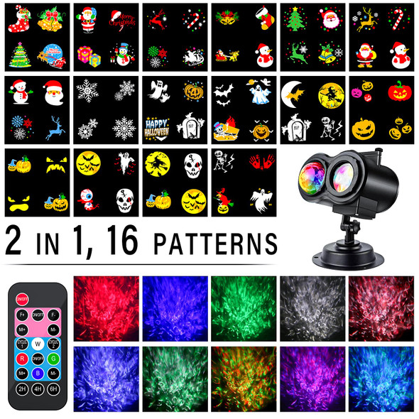 Christmas Projector Lights Outdoor, LED Holiday Projector Night Lights Waterproof with Remote Control & Timer for Christmas, Halloween, Party, Yard Garden Decorations