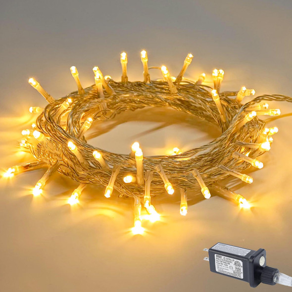 200LED 60FT Warm White LED Christmas Tree String Lights Outdoor Waterproof Twinkle Lights for Bedroom with 8 Modes Memory Function & Timer Plug in Xmas for House Holiday Indoor Decorations
