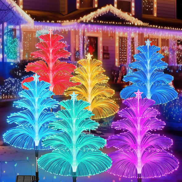 Solar Garden Lights 6 Pack d Solar Outdoor Lights Waterproof 7 Color Changing 5 Layer Jellyfish and Star Solar Flower Lights for Christmas Outdoor Yard Garden Decor,s for Women