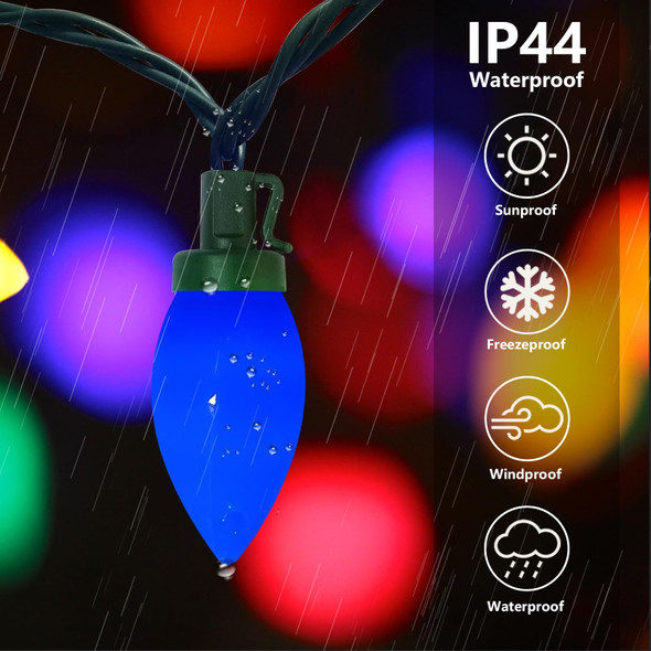 C9 LED Christmas Lights Outdoor, 25Ft Multicolor Christmas Lights with 25 LED Colored Light Bulbs, Vintage Christmas Lights for Indoor Outdoor Christmas Tree Roofline Party Wedding Christmas Decor