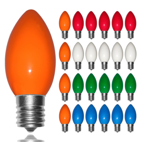 C9 Christmas Light Replacement Bulbs, 25 Pack Ceramic Multicolor Christmas Light Bulbs 7W Night Light Bulb, E17 Intermediate Base Light Bulbs Incandescent Bulbs for Outdoor Vintage Christmas Lights