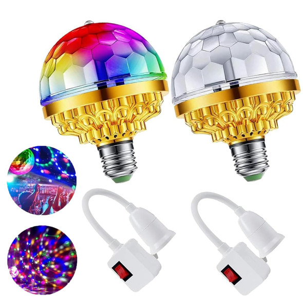 2Pcs Colorful Rotating Magic Ball Light Colorful Disco Rotating Magic Ball Light Bulb with Sockets,Magic Ball RGB LED Stage Light for Home Room Dance Parties 2Pcs Colorful Rotating Magic Ball Light Colorful Disco Rotating Magic Ball Light Bulb with Sockets,Magic Ball RGB LED Stage Light for Home Room Dance Parties