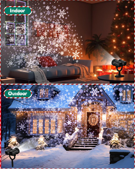 Christmas Projector Lights Outdoor, Clearer Snowflake Projector Lights IP65 Waterproof, LED Rotating Snowfall Decor Lamp for Xmas Holiday Wedding Indoor Party Year Garden Decorations