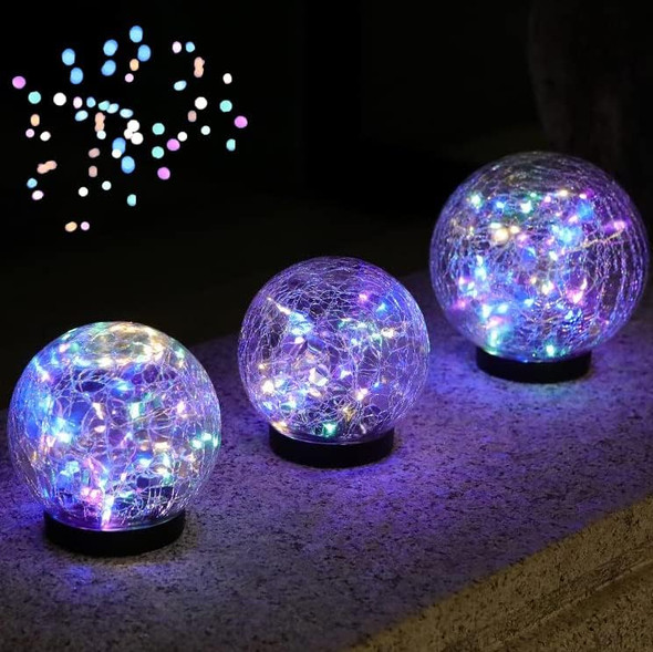 Solar Globes for Outside Solar Balls for Garden Crackle Glass Globe Solar Garden Lights Lawn Decor Yard Decor Backyard Decor for Outdoor Decor Decorations Pathway Patio