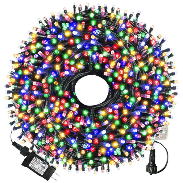 XTF2015 105ft 300 LED Christmas String Lights, End-to-End Plug 8 Modes Christmas Lights - UL - Outdoor Indoor Fairy Lights Christmas Tree, Patio, Garden, Party, Wedding, Holiday (Multicolor)