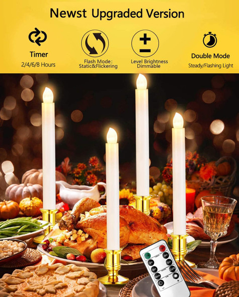 YAUNGEL Window Candles, 12 Pack LED Battery Operated Christmas Candles for Windows with Remote Timer Electric Candle Lights with Removable Candle Holders Suction Cups for Christmas Decorations