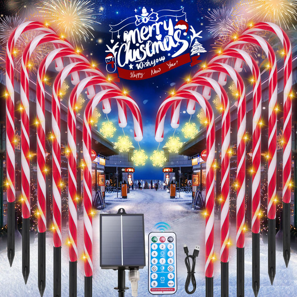 Candy Cane Christmas Lights, 12 Pack Waterproof Christmas Solar Candy Cane Lights with 8 Modes and Timer, 1200mah Solar Candy Cane Lights Outdoor Decorations for Pathway, Yard, Patio, Garden Candy Cane Christmas Lights, 12 Pack Waterproof Christmas Solar Candy Cane Lights with 8 Modes and Timer, 1200mah Solar Candy Cane Lights Outdoor Decorations for Pathway, Yard, Patio, Garden