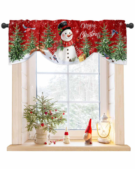 Christmas Tie Up Curtains Valances for Windows, Cute Snowman Xmas Tree Rod Pocket Blackout Balloon Curtain, Rustic Farmhouse Valance Curtains Topper Decor for Bedroom, Cafe - Red 54"x18" Christmas Tie Up Curtains Valances for Windows, Cute Snowman Xmas Tree Rod Pocket Blackout Balloon Curtain, Rustic Farmhouse Valance Curtains Topper Decor for Bedroom, Cafe - Red 54"x18"