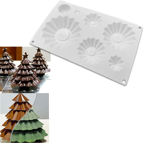 2PCS Christmas Silicone Mold 7 Cavity Xmas Tree Silicone Mold Christmas Chocolate Candy Cake Mold Santa Claus Xmas Tree Silicone Baking Mold for DIY Cake Topper Cookie Cake Chocolate Decoration D