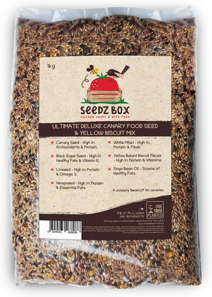 Canary Seed Food 1Kg - Seedzbox Deluxe Canary Bird Feed Mix - Complete Foodstuff For Canaries - Donation To Onetreeplantedpa469
