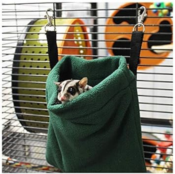 Deluxe Nest Pouch (Green) - Hanging Fleece Cage Accessory Toy - For Sugar Gliders, Squirrels, Marmosets, Hamsters, Ferrets, Birds, Rodents, Rats, Reptiles, Small Pets - Hammock, Tower, Bed, Nest Deluxe Nest Pouch (Green) - Hanging Fleece Cage Accessory Toy - For Sugar Gliders, Squirrels, Marmosets, Hamsters, Ferrets, Birds, Rodents, Rats, Reptiles, Small Pets - Hammock, Tower, Bed, Nest