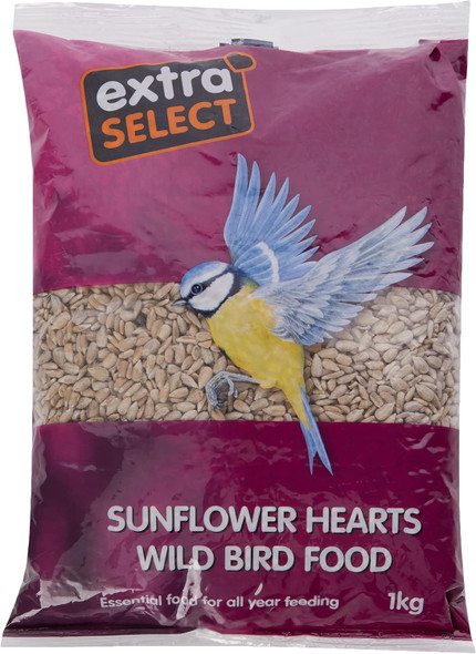 Extra Select Sunflower Hearts Bird Food - Husk-, Oil Rich, High Energy Wild Bird Seed For Year Round Feeding - 1 Kg01Sfh1