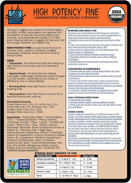 Harrisons High Potency Fine 5Lb - Complete Parrot Diet, Pack Ofhpf5 Harrisons High Potency Fine 5Lb - Complete Parrot Diet, Pack Ofhpf5