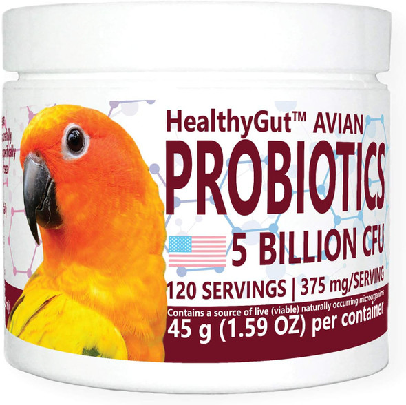 Healthygut™ Avian Probiotics Dietary Supplement For Parrots, All-Natural Digestive System Formula (120 Servings) Healthygut™ Avian Probiotics Dietary Supplement For Parrots, All-Natural Digestive System Formula (120 Servings)