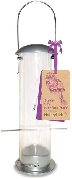 Honeyfields 71486797 Hanging Wild Bird Nyjer Seed Feeder Made Of Brushed Stainless Steel & Heavy Duty For Use In Garden & Outdoors, 32.5 Cm15.5 Cm15.5 Cm71486797