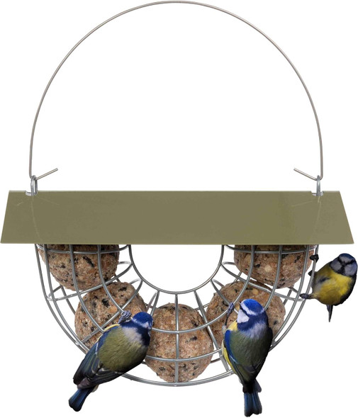 Jacobi Jayne® Suet Ball Basket - Large Capacity Holds 5 Fat Balls For Wild Birds - Hanging Bird Feeder For Suet Balls - Bird Feeder With Pitched Roof To Protect Bird Fat Ballsjj-Sbb