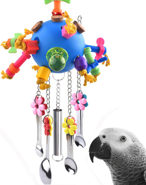 Katumo Bird Toys, Parrot Pull Spoons Colorful Acrylic Stick Toys Bird Chew Toys For Parrot, African Grey, Conure, Caique, Quaker, Small Cockatoo, Mini Macaw, Eclectus And Similar Birds
