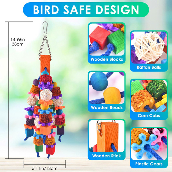 Katumo Bird Toys, Parrot Toys Parakeet Chew Toys For Small To Medium Macaws, Cockatoos, African Greys, Parrots, Parakeets, Cockatiels, Conures, Lovebirds, Budgies