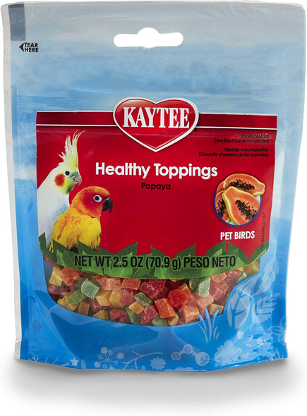 Kaytee Fiesta Healthy Toppings Papaya Bits For All Pet Birds, 2.5-Oz Bag