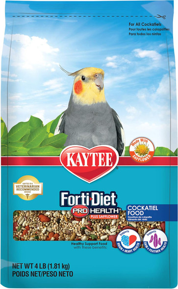 Kaytee Forti-Diet Pro Health Cockatiel Pet Bird Food With Safflower, 4 Pound Kaytee Forti-Diet Pro Health Cockatiel Pet Bird Food With Safflower, 4 Pound