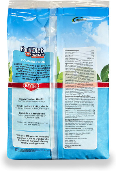 Kaytee Forti-Diet Pro Health Cockatiel Pet Bird Food With Safflower, 4 Pound Kaytee Forti-Diet Pro Health Cockatiel Pet Bird Food With Safflower, 4 Pound