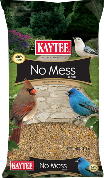 Kaytee Wild Bird (No Mess Or Waste ) Food Seed Blend For Blue Jays, Woodpeckers, Juncos, Cardinals, Grosbeaks, Sparrows, And Finches, 10 Pound, (Packaging May Vary)