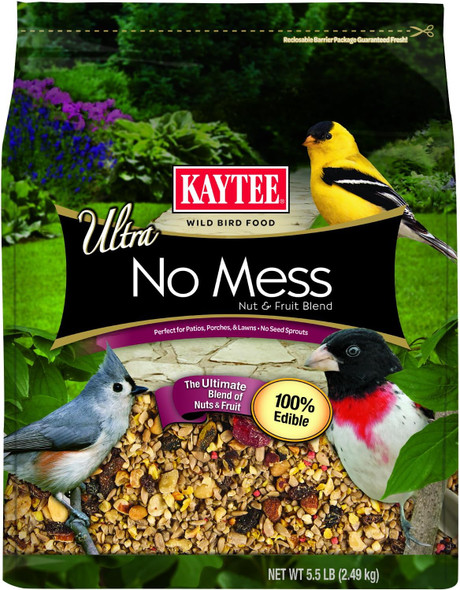 Kaytee Wild Bird Ultra No Mess Nut & Fruit Food Seed Blend For Blue Jays, Woodpeckers, Juncos, Cardinals, Grosbeaks, Sparrows, And Finches, 5.5 Pound Kaytee Wild Bird Ultra No Mess Nut & Fruit Food Seed Blend For Blue Jays, Woodpeckers, Juncos, Cardinals, Grosbeaks, Sparrows, And Finches, 5.5 Pound