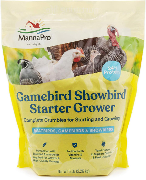 Manna Pro Gamebird Showbird Crumbles Formulated With Vitamins & Minerals 5 Pounds Manna Pro Gamebird Showbird Crumbles Formulated With Vitamins & Minerals 5 Pounds