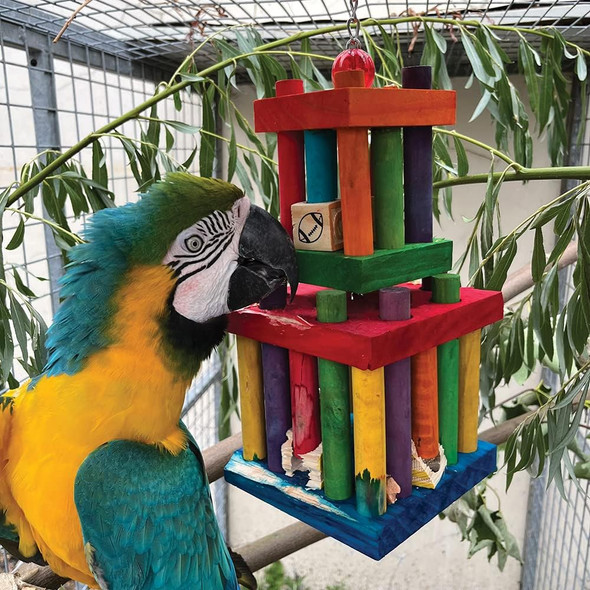Northern Parrots Jail Break Foraging Parrot Toy - Chewable Wooden Parrot Toy For Medium And Large Birds