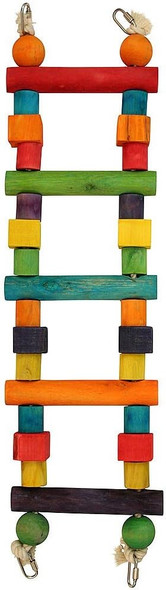 Rainbow Wooden Parrot Ladder Small African Grey Cockatoo Conure Macaw