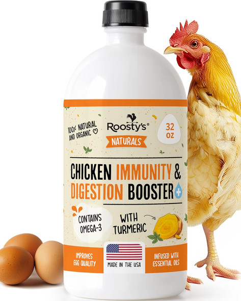Roosty'S Naturals Chicken Immunity & Digestion Booster 32Oz Chicken Supplements Omega-3 Chicken Vitamins And Supplements Poultry Vitamins For Chickens Bird Health Supplies