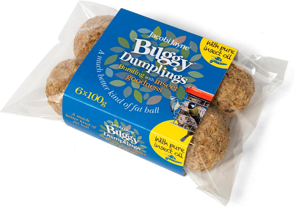 Suet Balls For Wild Birds - Jacobi Jayne® Buggy Dumplings™ Pack Of 6-100G Fat Balls For Wild Birds, High Energy Bird Food Fat Balls With Mealworms, Buggy Fat Suet Balls For Bird Feederbd100-6