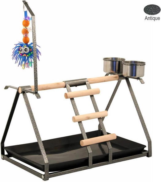 Tabletop Parrot Stand With Toy Hanger & Feeder Antique221102Np Tabletop Parrot Stand With Toy Hanger & Feeder Antique221102Np