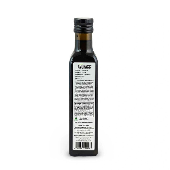 Avohass Garlic Avocado Oil . Glass Bottle Non-Gmo.