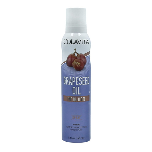 Colavita Spray Oils - Grapeseed Oil Spray, 5Oz (148Ml) Can 100% Grapeseed Oil, Clean And Delicate Taste, High Smoke Point, Ideal For Salads, Baking, Frying