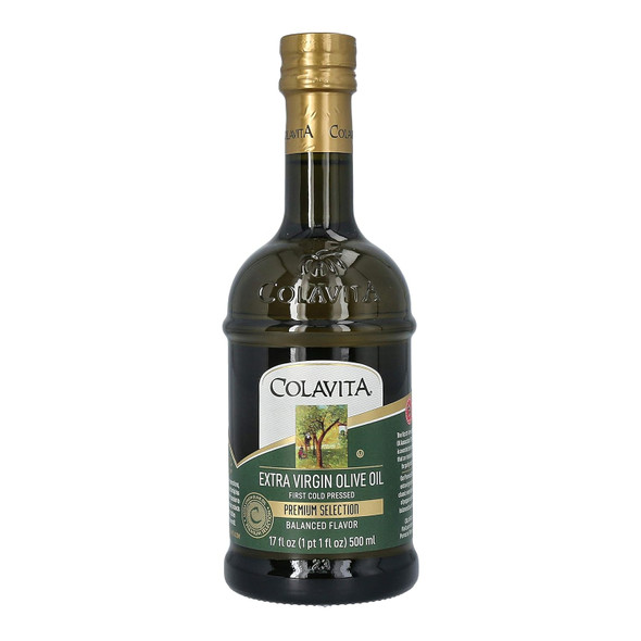 Extra Virgin Olive Oil - Colavita - Premium Selection - First Cold Pressed Evoo - 17Oz Glass Bottle