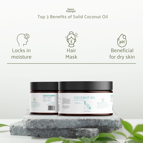 Nature Packaged Solid Coconut Oil (12 Fl. Oz.) - Sourced Directly From Our Farm Partner In The Philippines - Carrier Oil Nature Packaged Solid Coconut Oil (12 Fl. Oz.) - Sourced Directly From Our Farm Partner In The Philippines - Carrier Oil