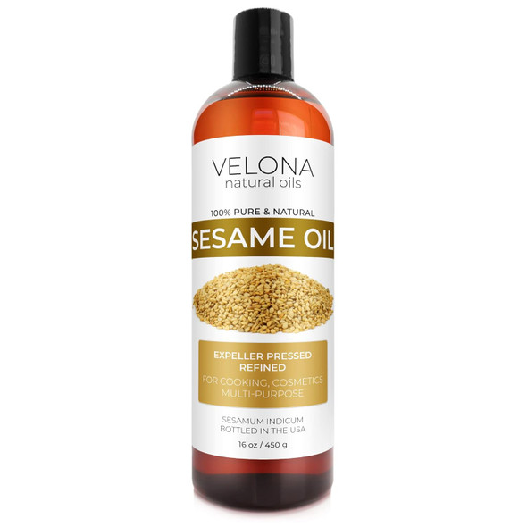 Velona Sesame Seed Oil 16 Oz 100% Pure And Natural Carrier Oil Refined, Expeller Pressed Cooking, Skin, Hair, Body & Face Moisturizing Use Today - Enjoy Results