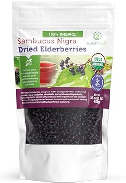 Usda - 100% Organic Dried Elderberries - 1Lb Bulk - Non-Irradiated, Non-Gmo, Whole Black Elderberry Immune Support For Making Elder Syrup, Gummies, Tea - Raw Vegan Sambucus 1 Pound Usda - 100% Organic Dried Elderberries - 1Lb Bulk - Non-Irradiated, Non-Gmo, Whole Black Elderberry Immune Support For Making Elder Syrup, Gummies, Tea - Raw Vegan Sambucus 1 Pound