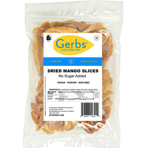 Gerbs Dried Mango Slices Unsweetened 4 Lbs.  Freshly Dehydrated Resealable Bulk Bag  Top Food Allergy   Sulfur Dioxide   Improve Skin, Digestion & Reduces Stress  Gluten & Peanut