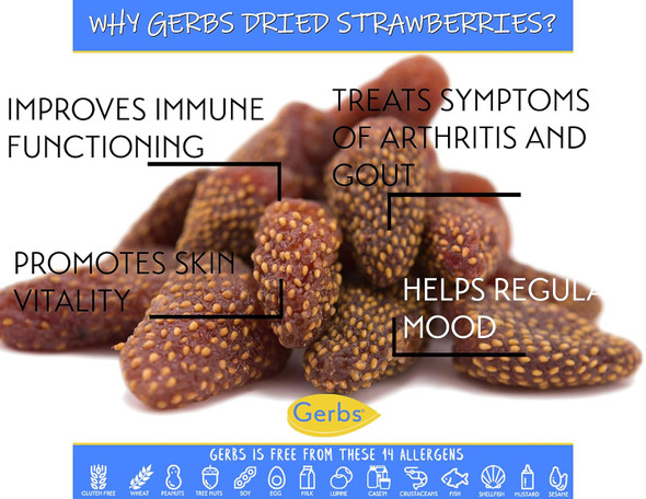 Gerbs Summer Sweet Strawberries 2 Lbs.  Freshly Dehydrated Resealable Bulk Bag  Top Food Allergy   Sulfur Dioxide  Red Berry  Rich In Vitamins Minerals & Antioxidants Gluten & Peanut Gerbs Summer Sweet Strawberries 2 Lbs.  Freshly Dehydrated Resealable Bulk Bag  Top Food Allergy   Sulfur Dioxide  Red Berry  Rich In Vitamins Minerals & Antioxidants Gluten & Peanut