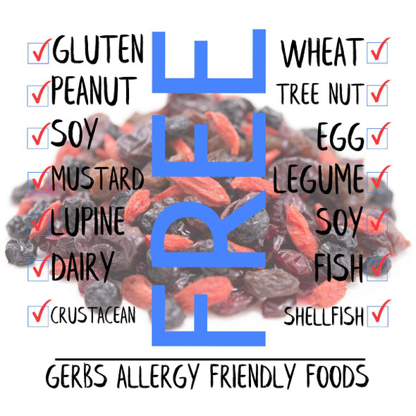 Gerbs Super 5 Dried Fruit Snack Mix 2 Lbs. Premium  Top 14 Food Allergy   Resealable Bulk Bag  Made In Usa  Dried Blueberry Cranberry Cherry Raisin Goji Berries Trail Mix  Gluten Peanut Gerbs Super 5 Dried Fruit Snack Mix 2 Lbs. Premium  Top 14 Food Allergy   Resealable Bulk Bag  Made In Usa  Dried Blueberry Cranberry Cherry Raisin Goji Berries Trail Mix  Gluten Peanut