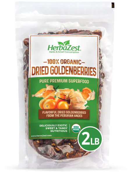 Herbazest Goldenberries Dried Organic (32Oz) - Usda  Organic – Vegan, Non-Gmo & Gluten  - Deliciously Exotic, Perfect For Snacks, Baked Goods, Yogurt, Cereal & Smoothies