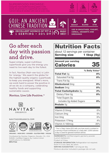 Navitas Organics - Organic Goji Powder - 4 Oz Navitas Organics - Organic Goji Powder - 4 Oz