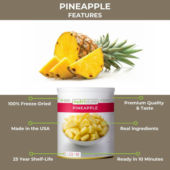 Nutristore Ze Dried Pineapple  Perfect Healthy Snack  Bulk Fruit Emergency Survival Food Storage  Amazing Taste & Quality  25 Year Shelf Life