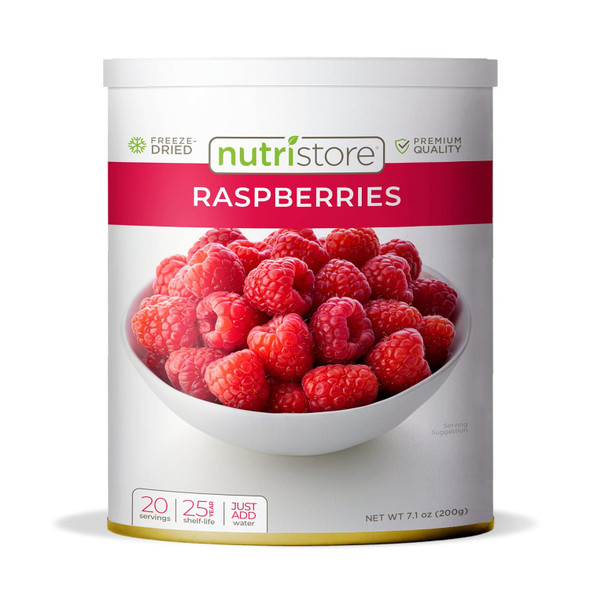 Nutristore Ze Dried Raspberries  100% Natural, Healthy Fruit Snacks Bulk  Premium Quality & Crispy Fresh Taste  Emergency Survival Food Supply  #10 Can  20 Servings  25 Year Shelf Life