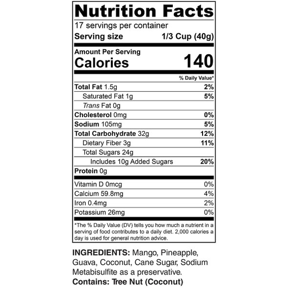 Paradise Green Kosher Non-Gmo Gluten  Fat  Dried Tropical Medley, 24 Oz