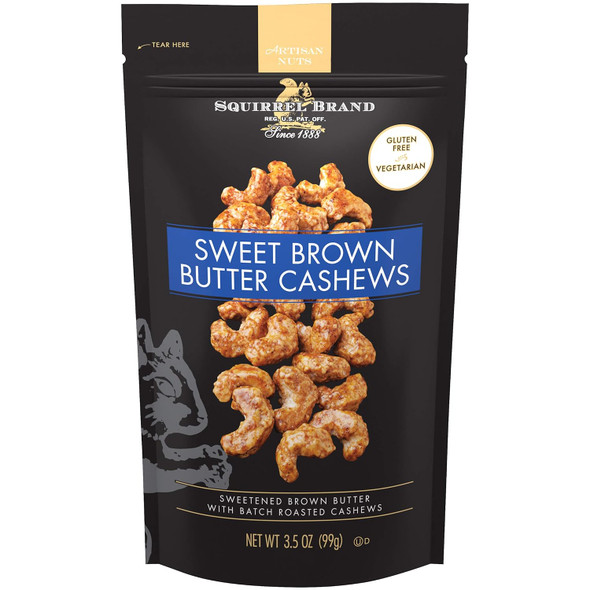 Squirrel Brand Sweet Brown Butter Cashews, 3.5 Ounces, Gluten , Vegetarian